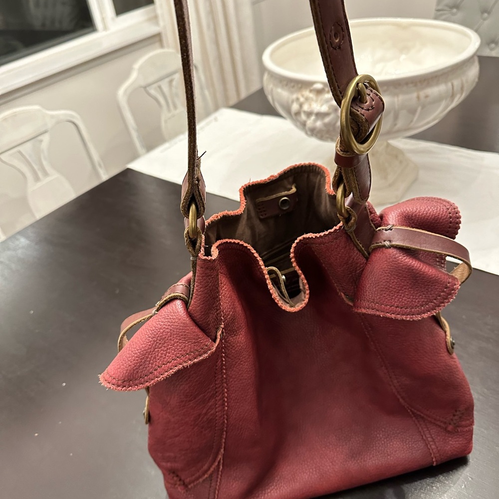 Lucky brand purse in a rich burgundy and brown color
